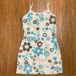 Y2K Vintage “Posessed” Floral Tank Bodycon Dress Hippy Flower Power
